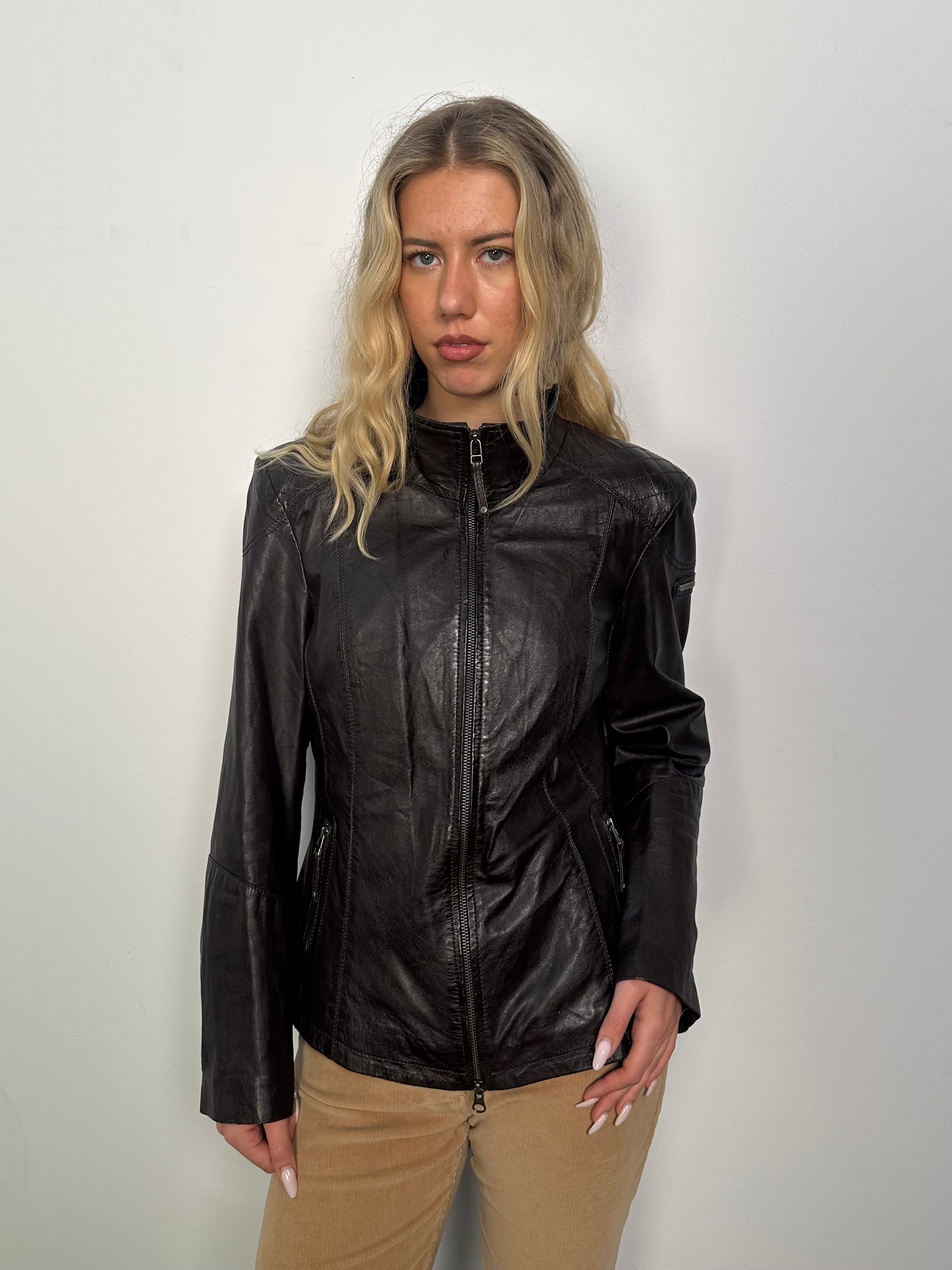 Dark Brown Leather Jacket - Size L