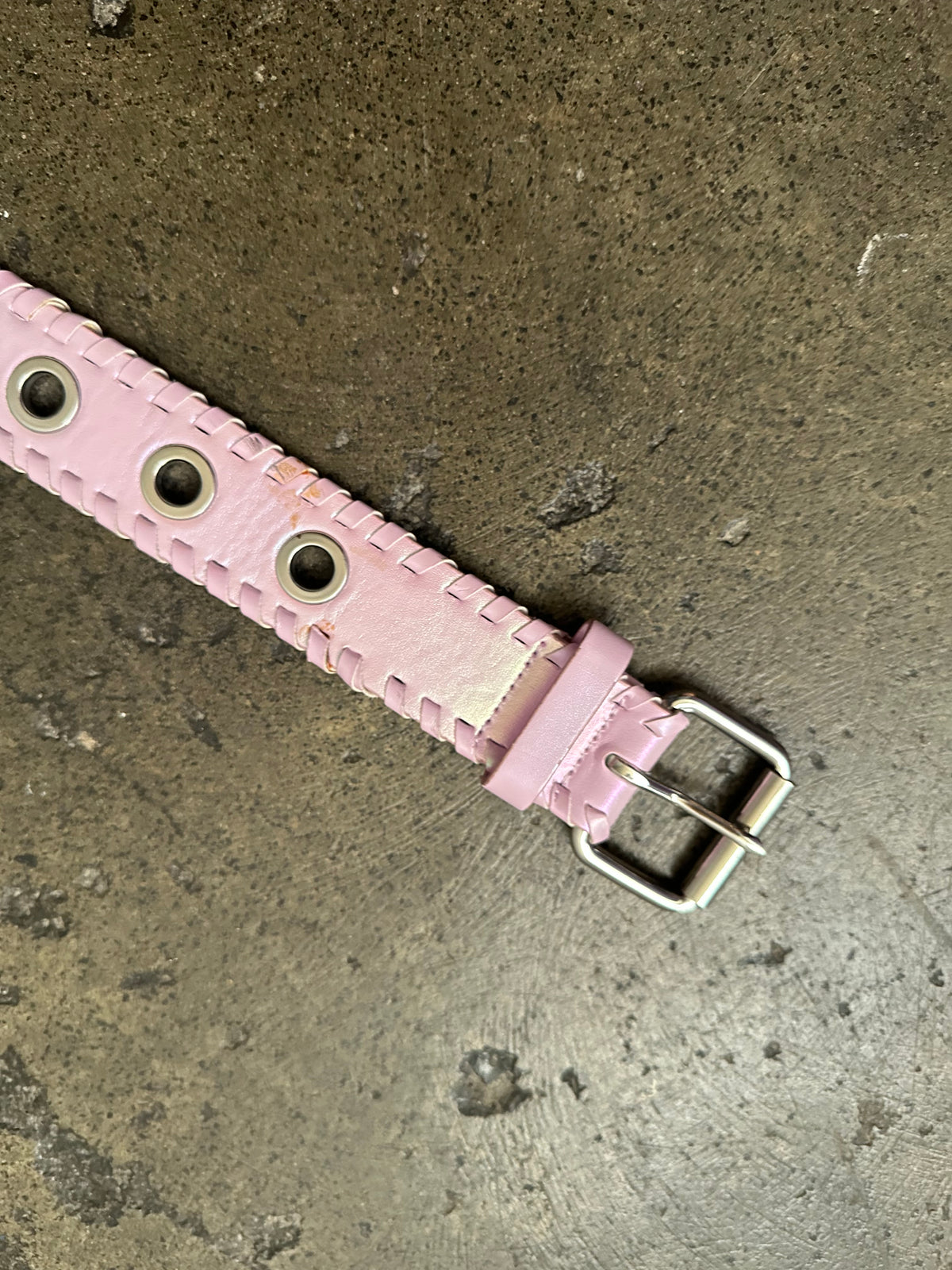 Baby Pink Iridescent Grommet Belt