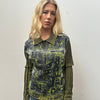 Green & Black Graphic Ribbed Zip Up - Size M