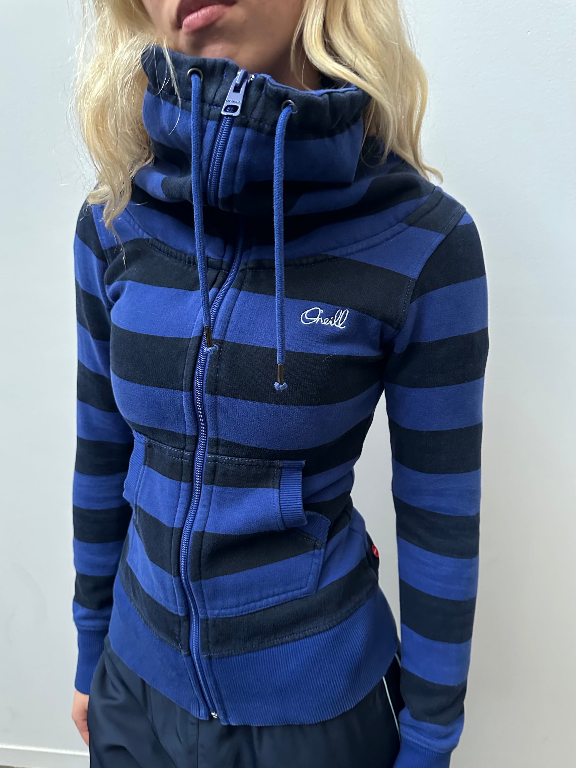 O’neil Blue & Black Stripe Zip Up - Size XS