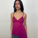 Hot Pink Lace Mesh Slip Dress - Size S