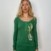 Aeropostale Green Waffle Long Sleeve - Size L
