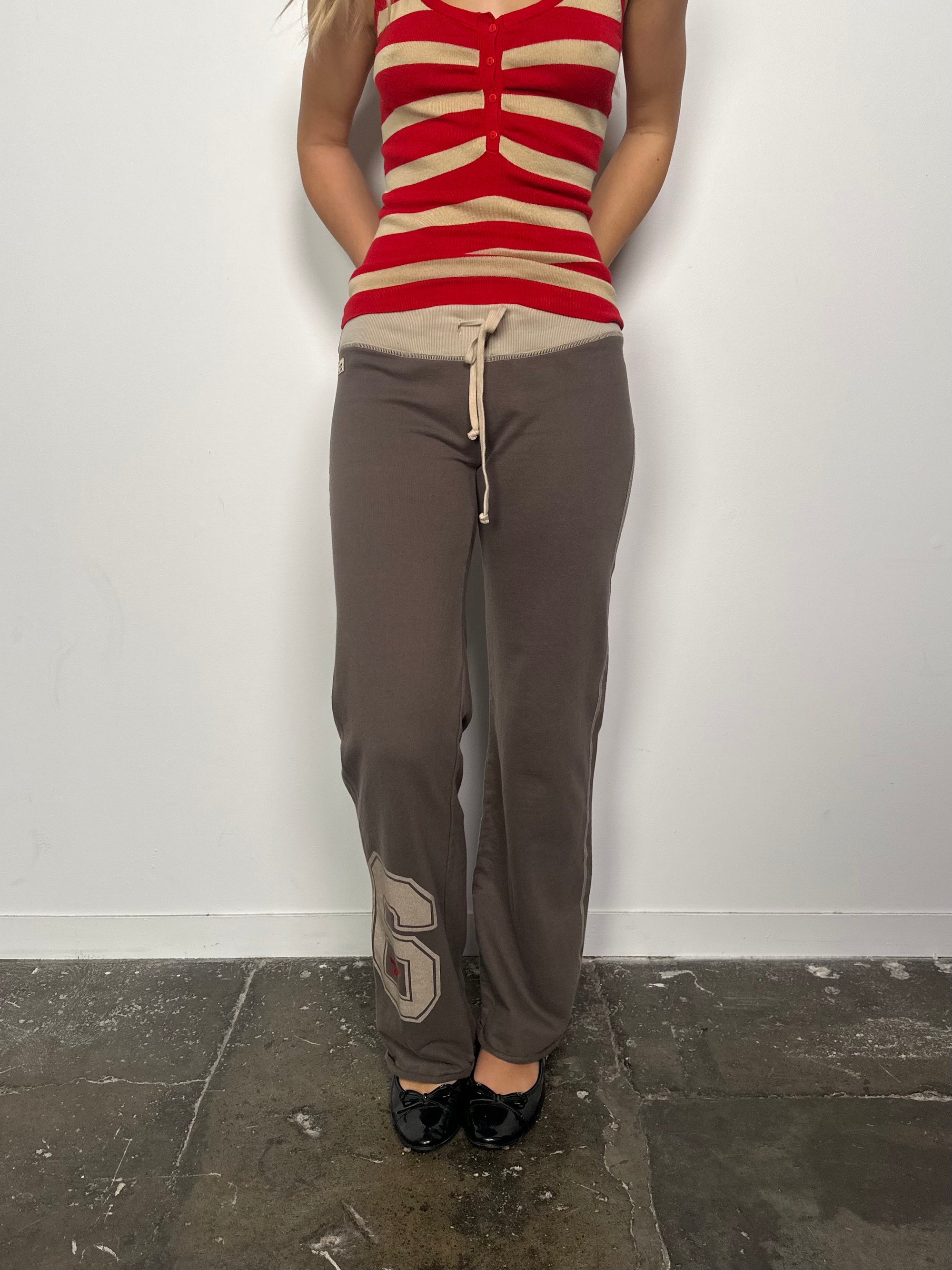 Grey Graphic Print Flared Track Pants - Size M