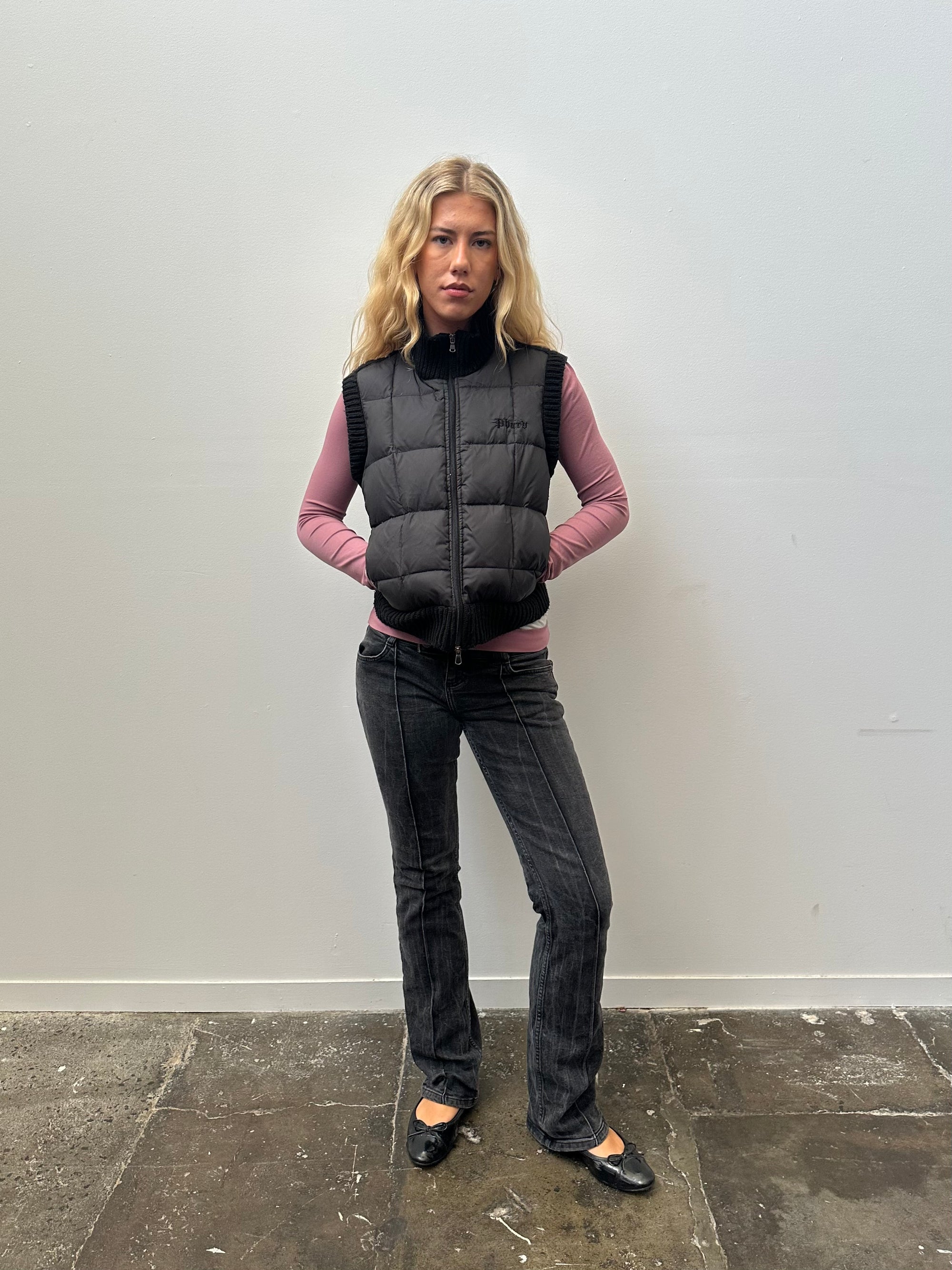 Phard Black Puffer Gilet Jacket - Size S/M