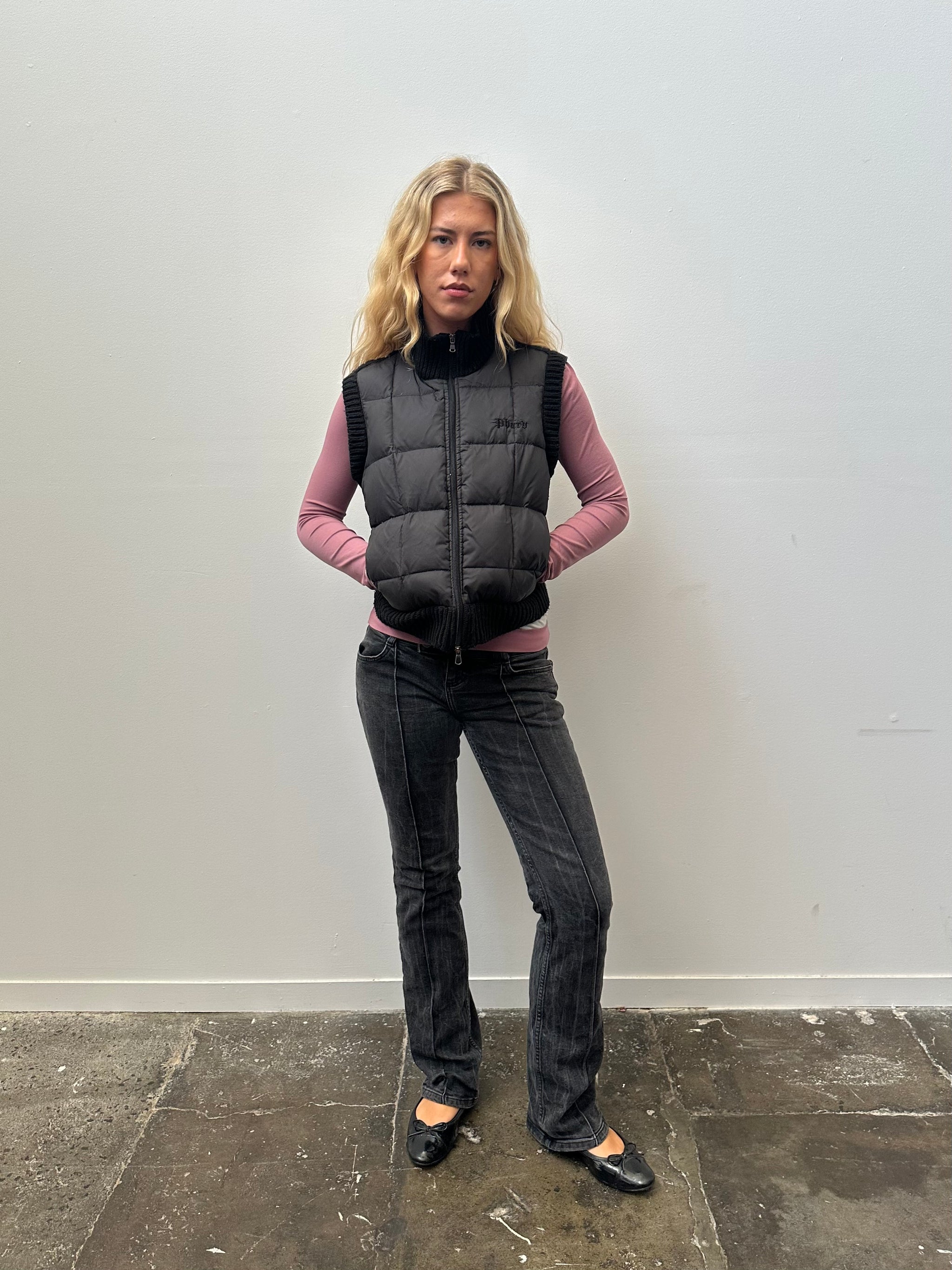 Phard Black Puffer Gilet Jacket - Size S/M