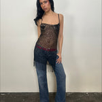 Roberto Cavalli Sheer Black Beaded Slip Dress - Size S