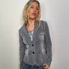 Blue Fine Stripe Denim Blazer - Size S