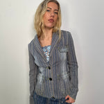 Blue Fine Stripe Denim Blazer - Size S