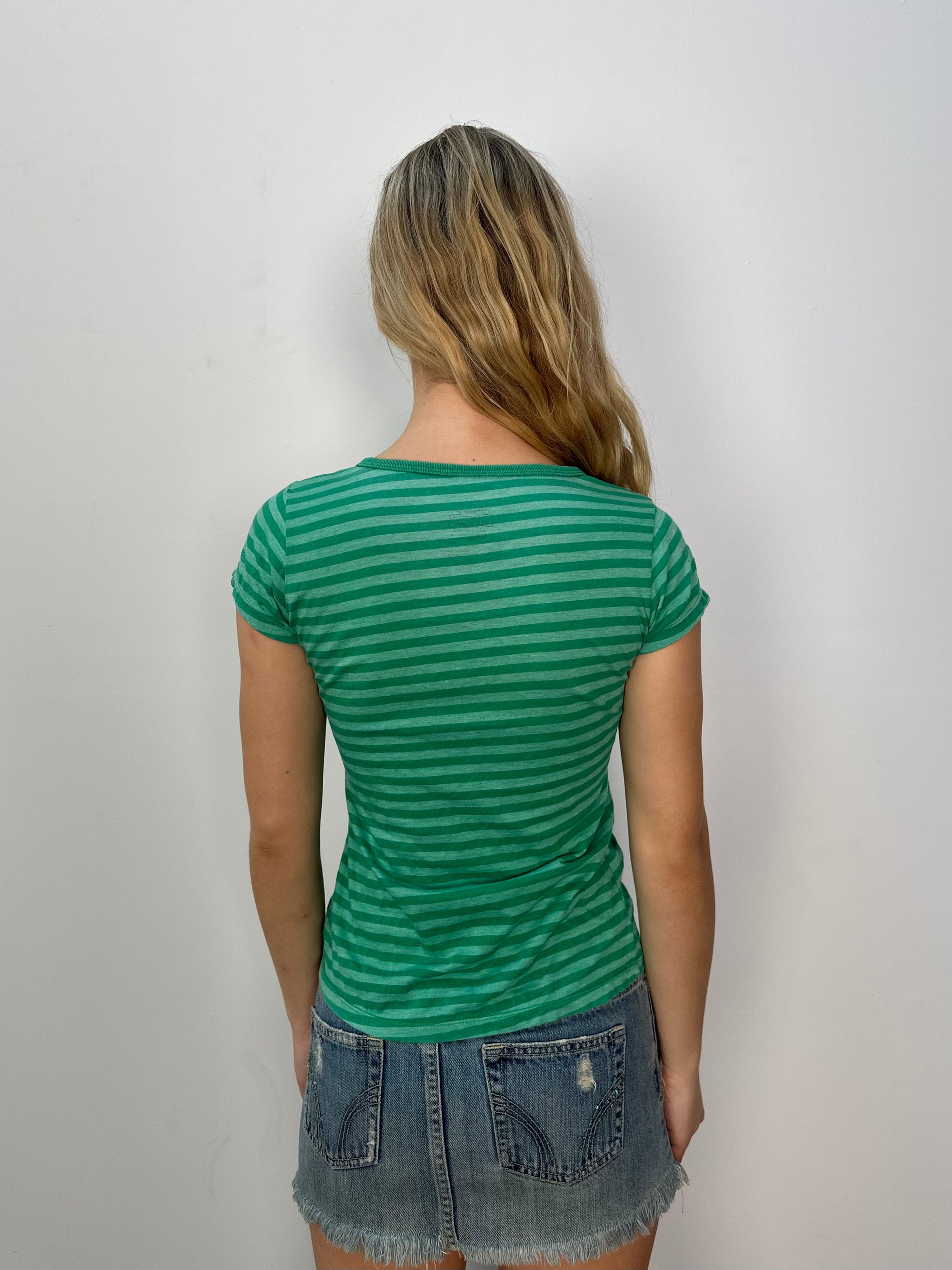 Lacoste Green Stripe T-Shirt - Size S