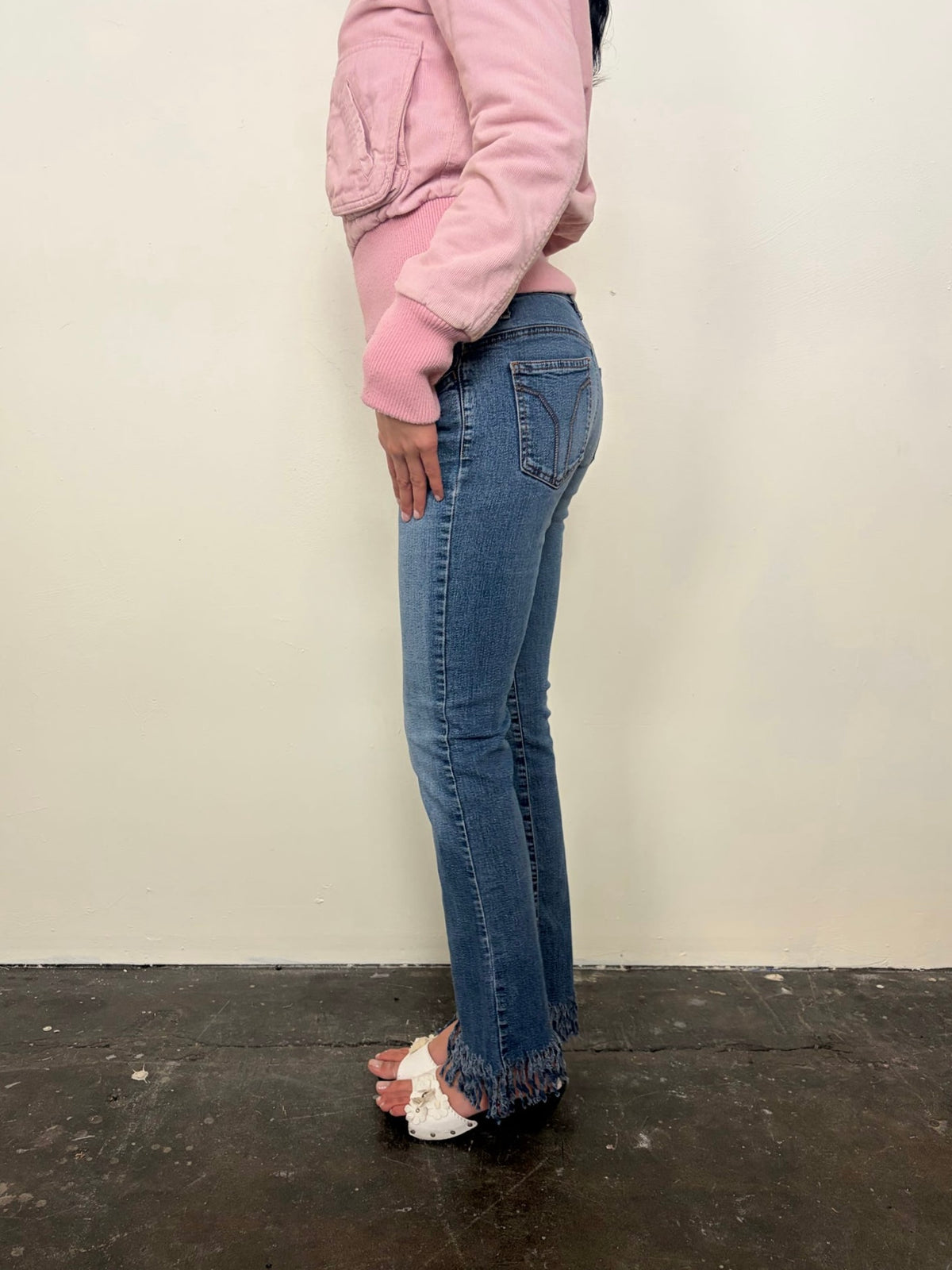 Miss Sixty Mid Wash Denim Fringe Hem Detail - Size S
