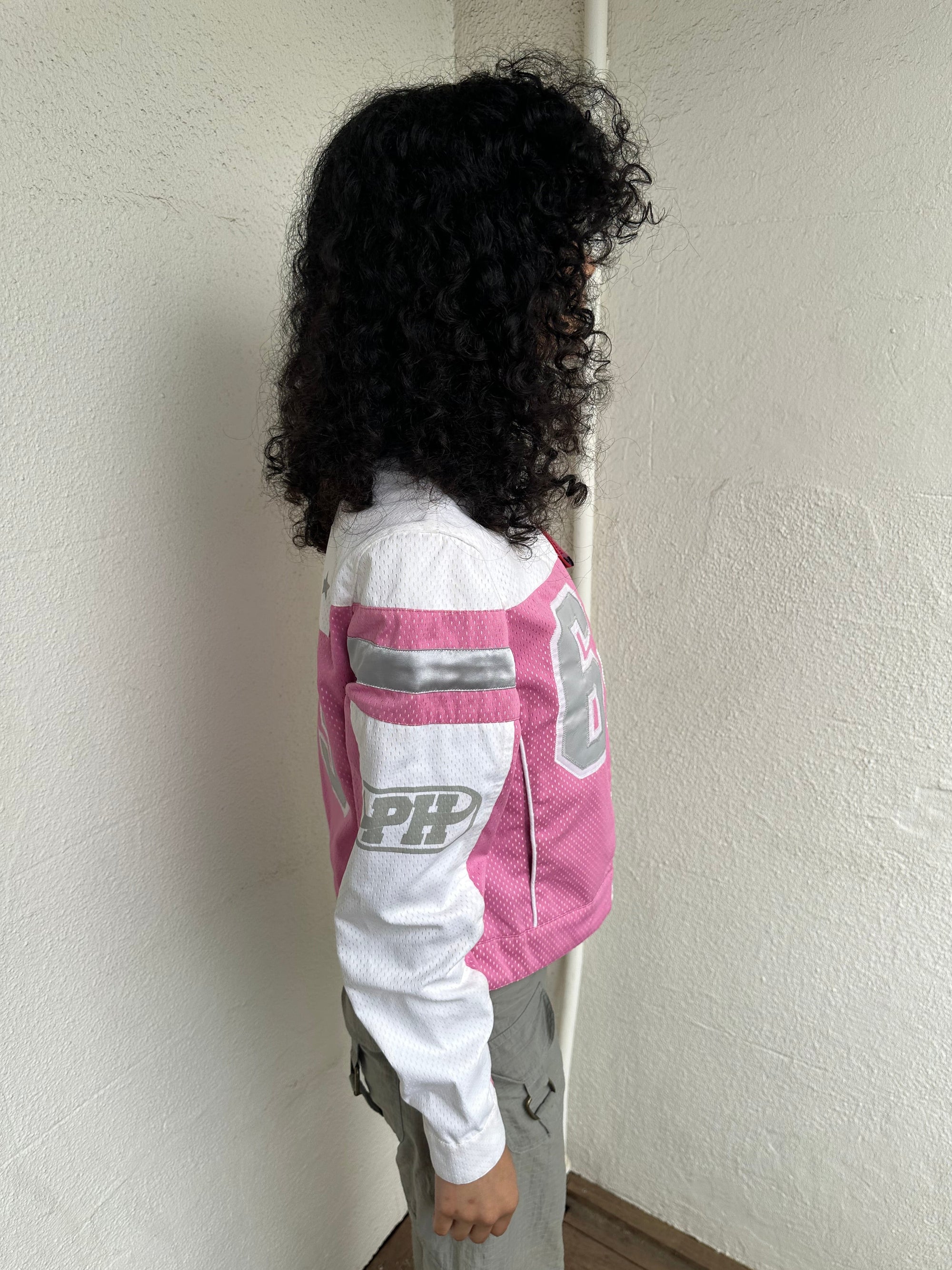00s Phard Pink & White Motorcycle Style Jacket - Size S