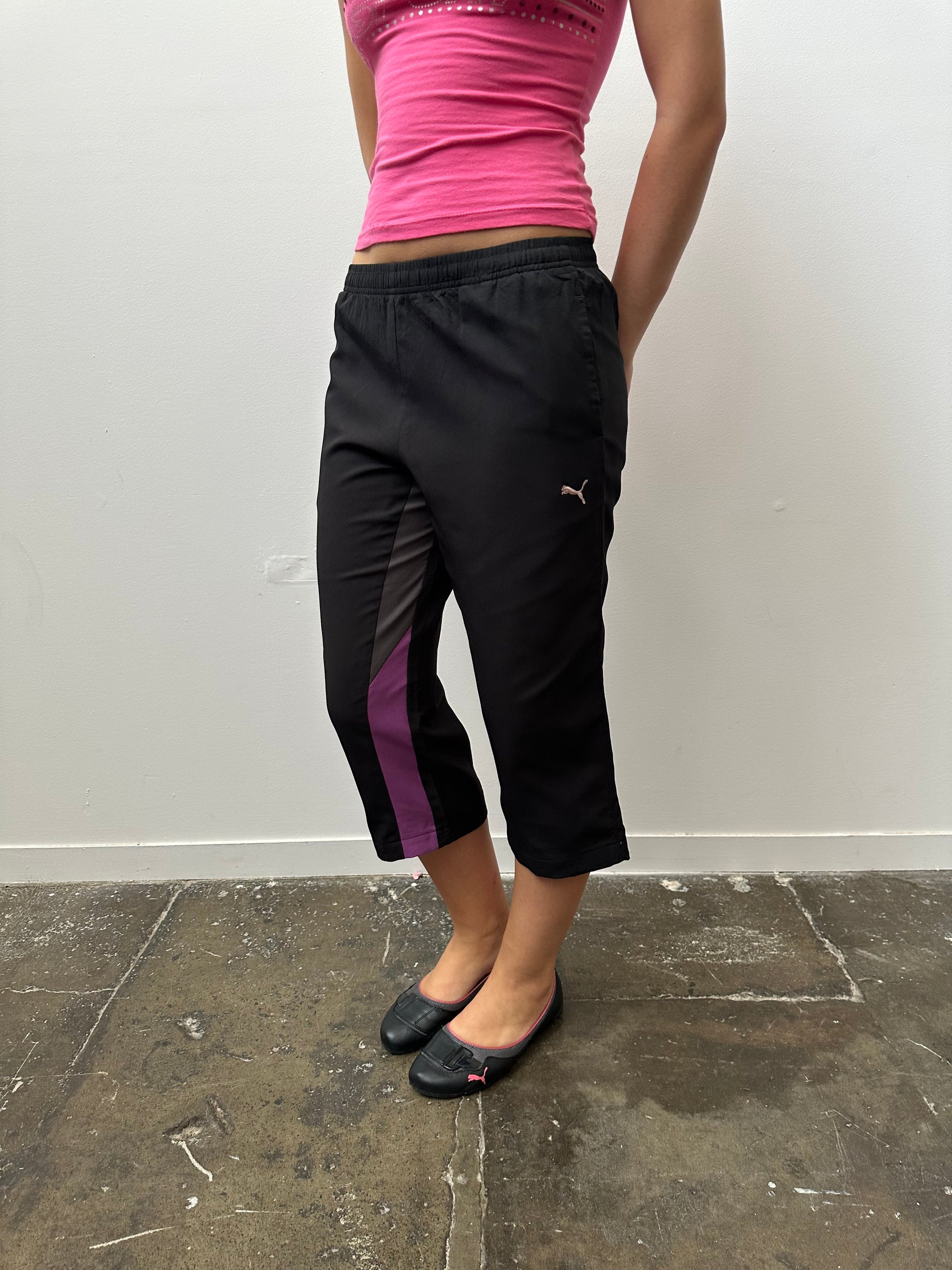 Puma Black & Purple Capri Pants - Size M