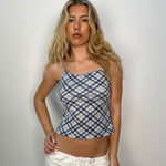 Blue Tartan Printed Cami Top - Size S