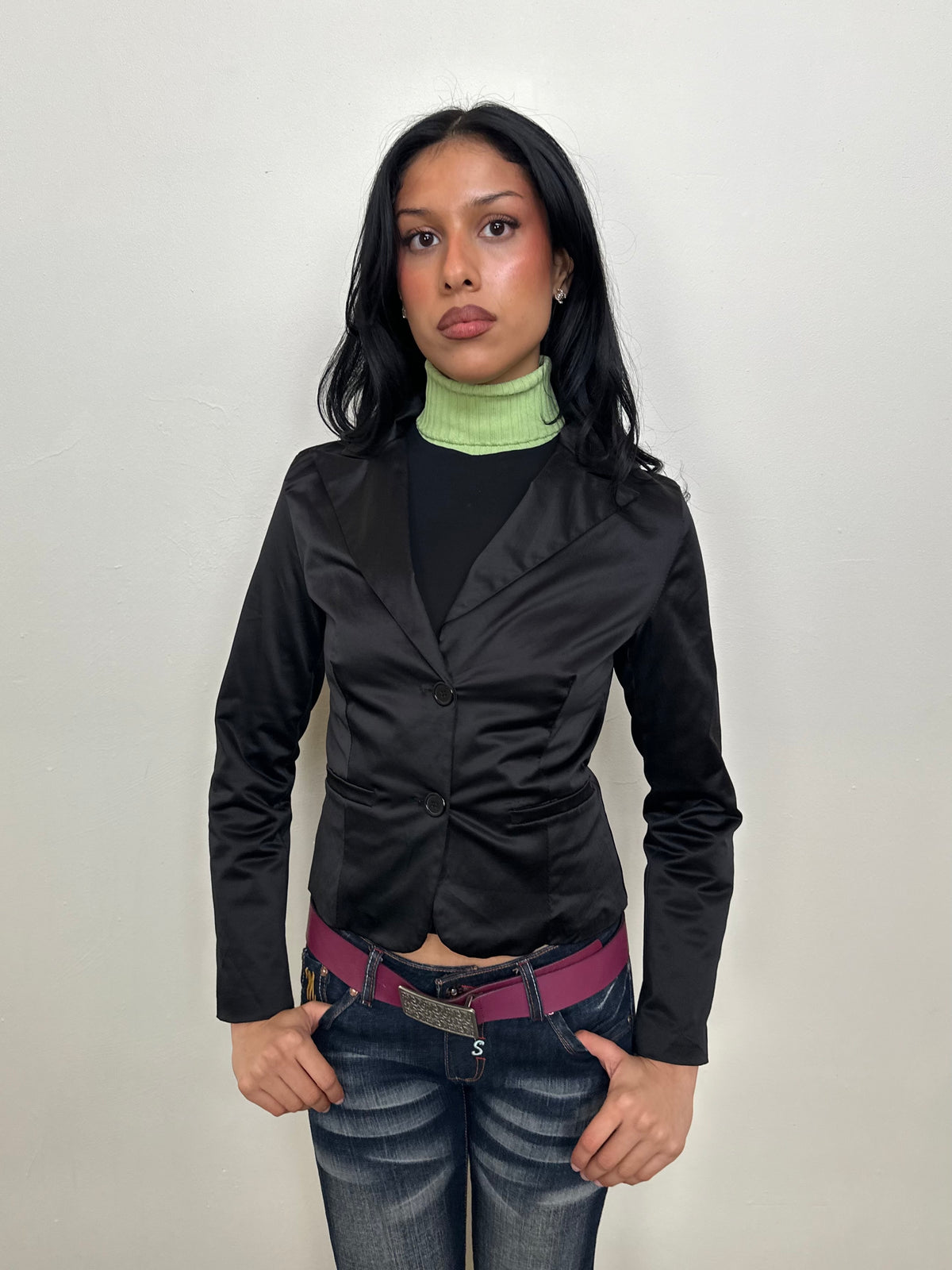 Miss Sixty Black Satin Blazer - Size XS
