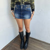 Dark Denim Zip Detail Mini Skirt - Size M