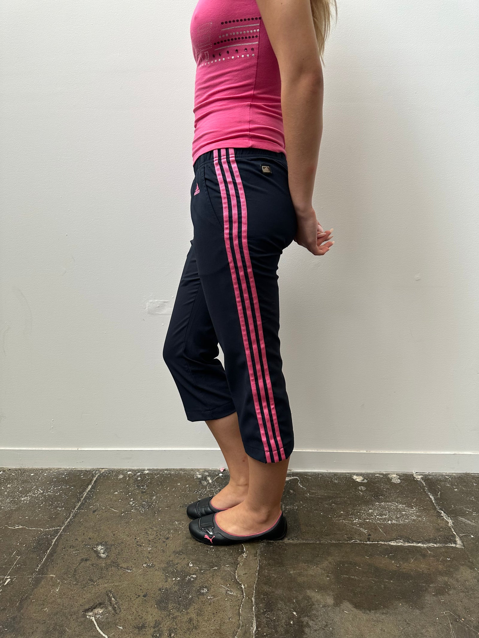 Adidas Navy & Pink Capri Pants - Size S