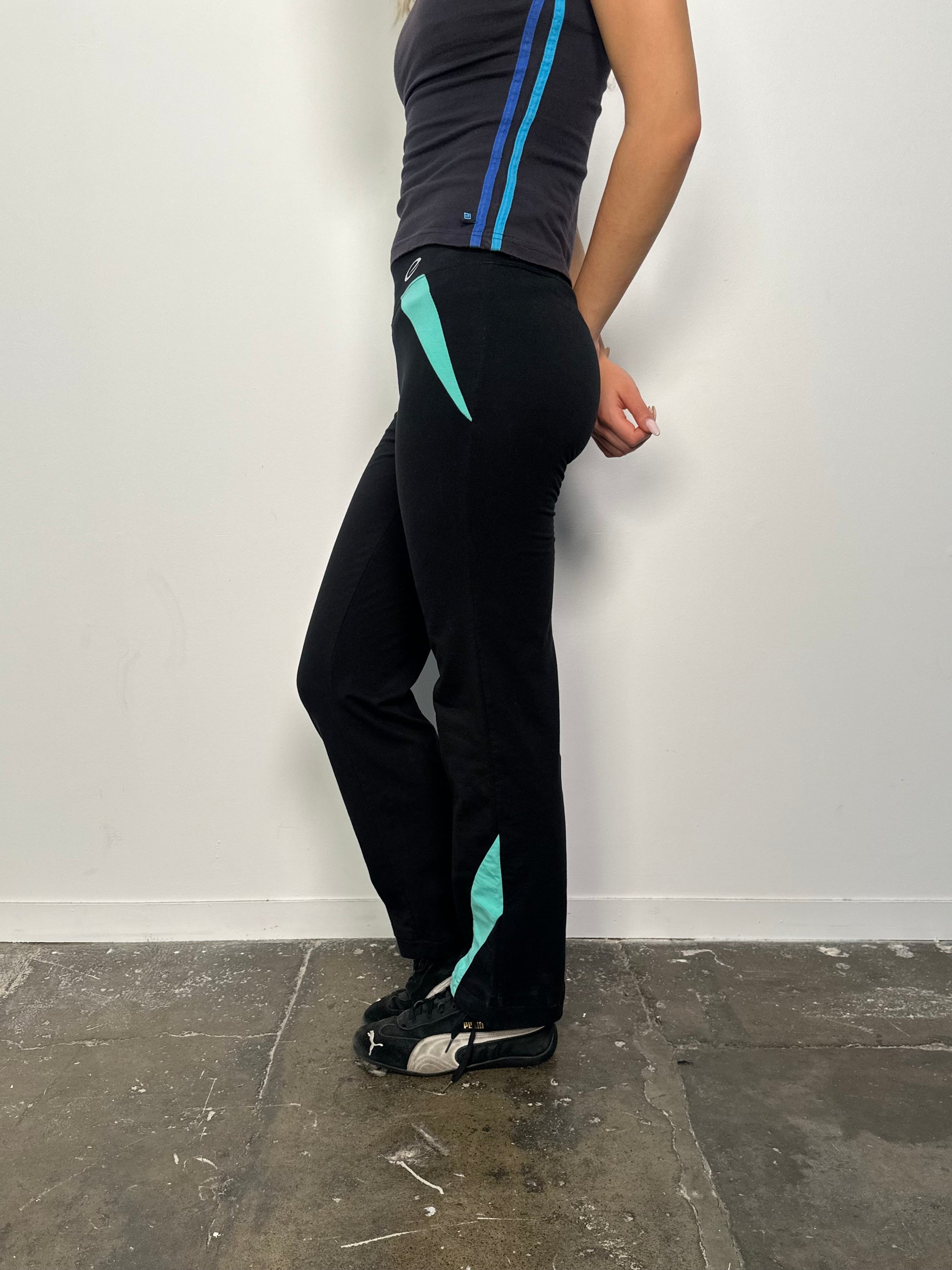 Black & Turquoise Yoga Pants - Size S