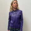 Purple Leather Biker Jacket - Size M