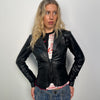 Fitted Black Leather Jacket - Size S