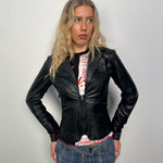 Fitted Black Leather Jacket - Size S