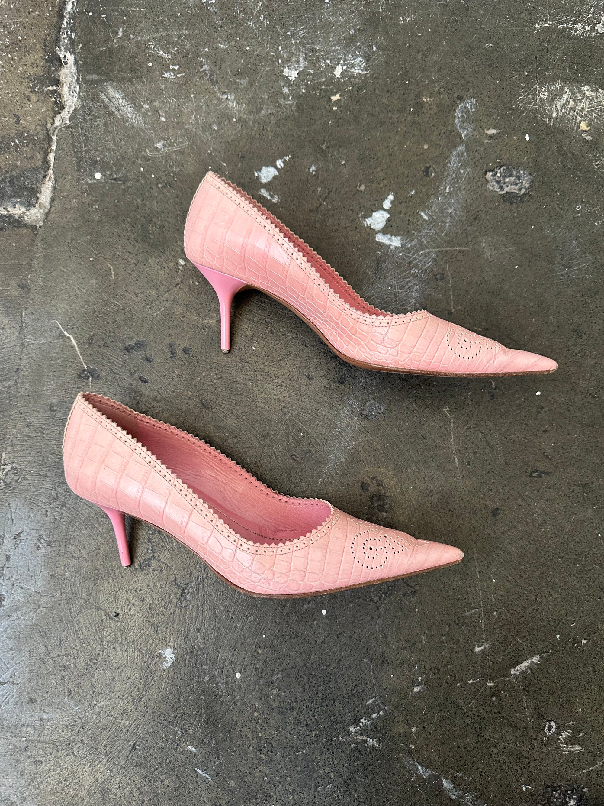 René Caovilla Baby Pink Kitten Heels - Size EU 39