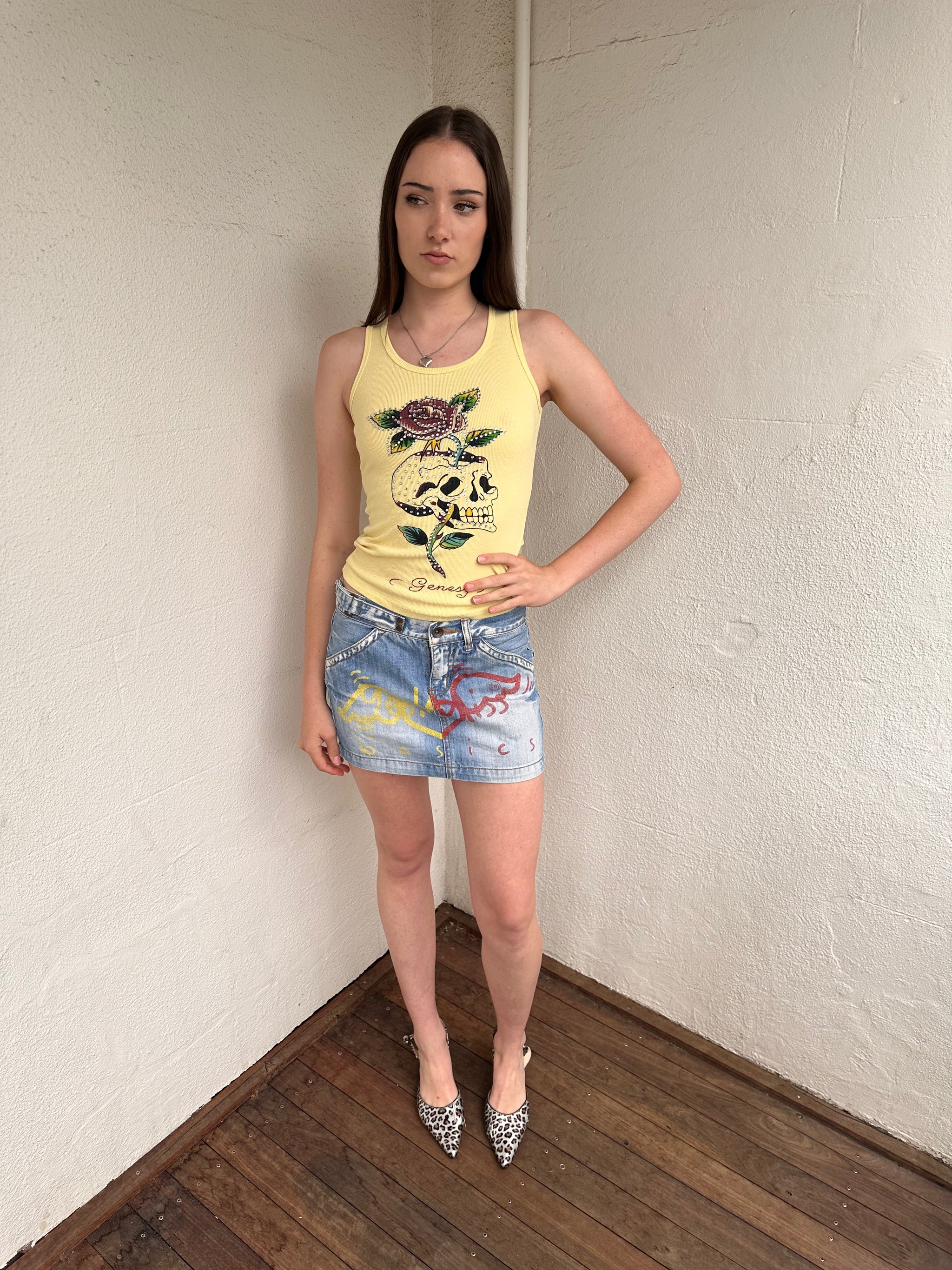 Printed Graphic Y2K Denim Mini Skirt