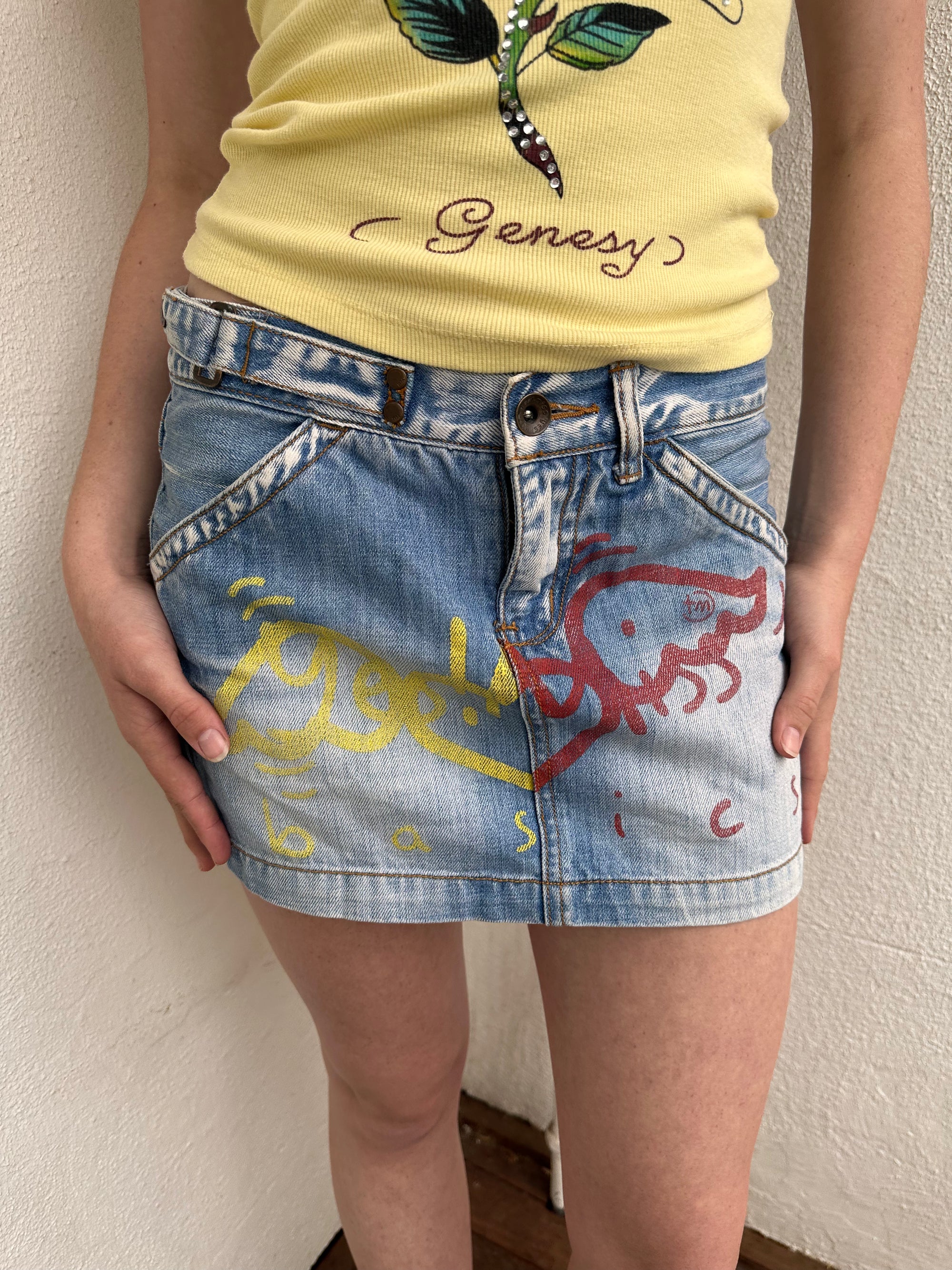 Printed Graphic Y2K Denim Mini Skirt