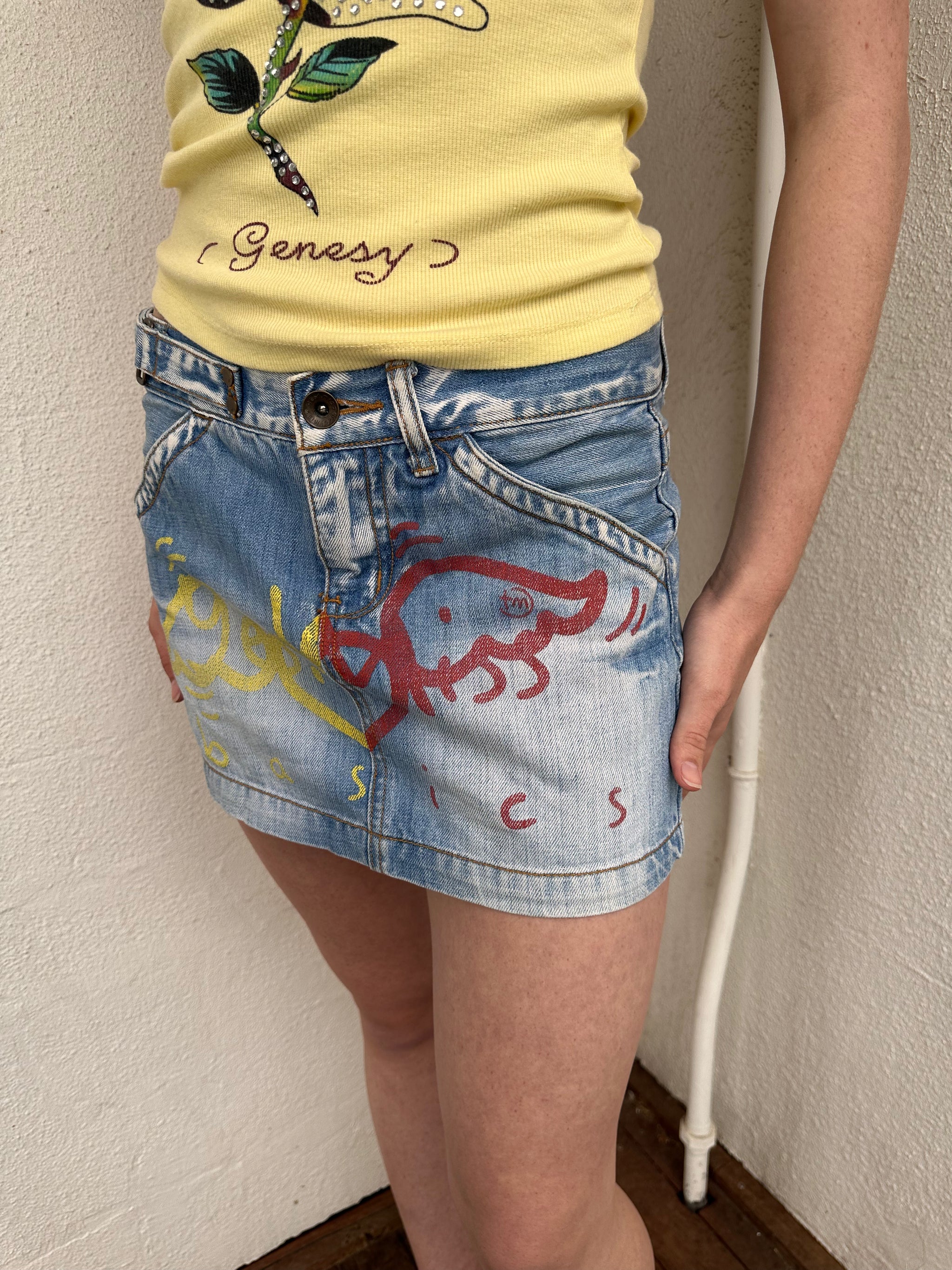 Printed Graphic Y2K Denim Mini Skirt
