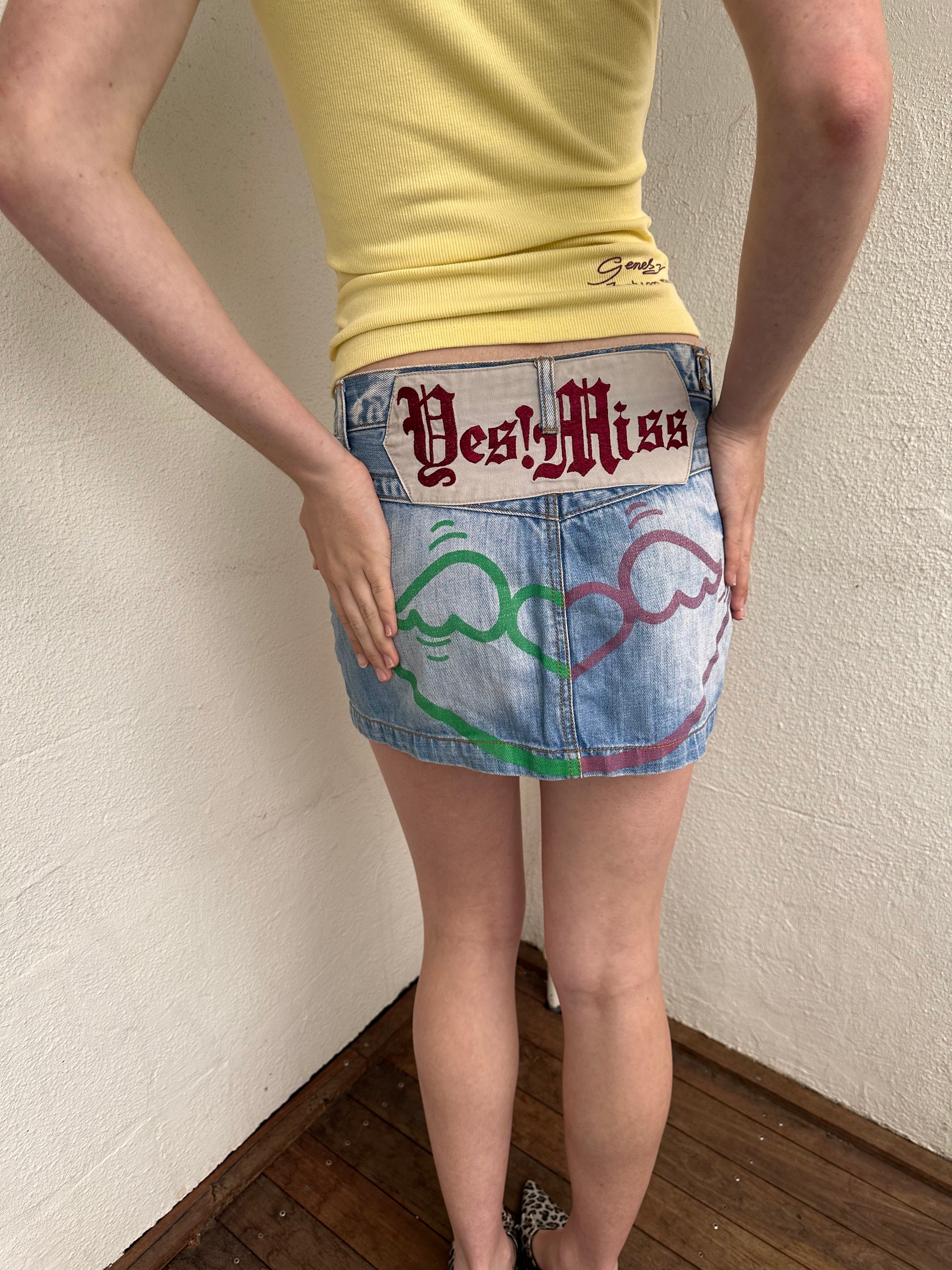 Printed Graphic Y2K Denim Mini Skirt